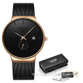 LIGE 9969 Fashion Watches Casual Waterproof Black Watch Bands Quartz Mens Box Brand Luxury Ultra-Thin Date Men Watch